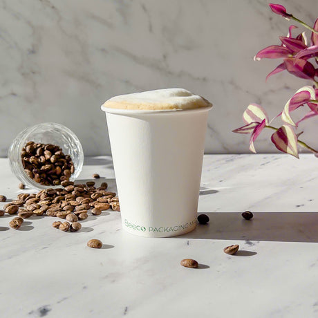 Vaso de café blanco Beeco 8oz (240ml)