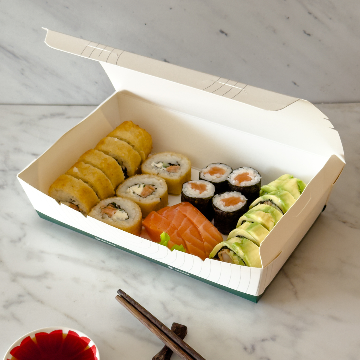 Caja Sushi Compostable - 3 Roll (21x13x5)