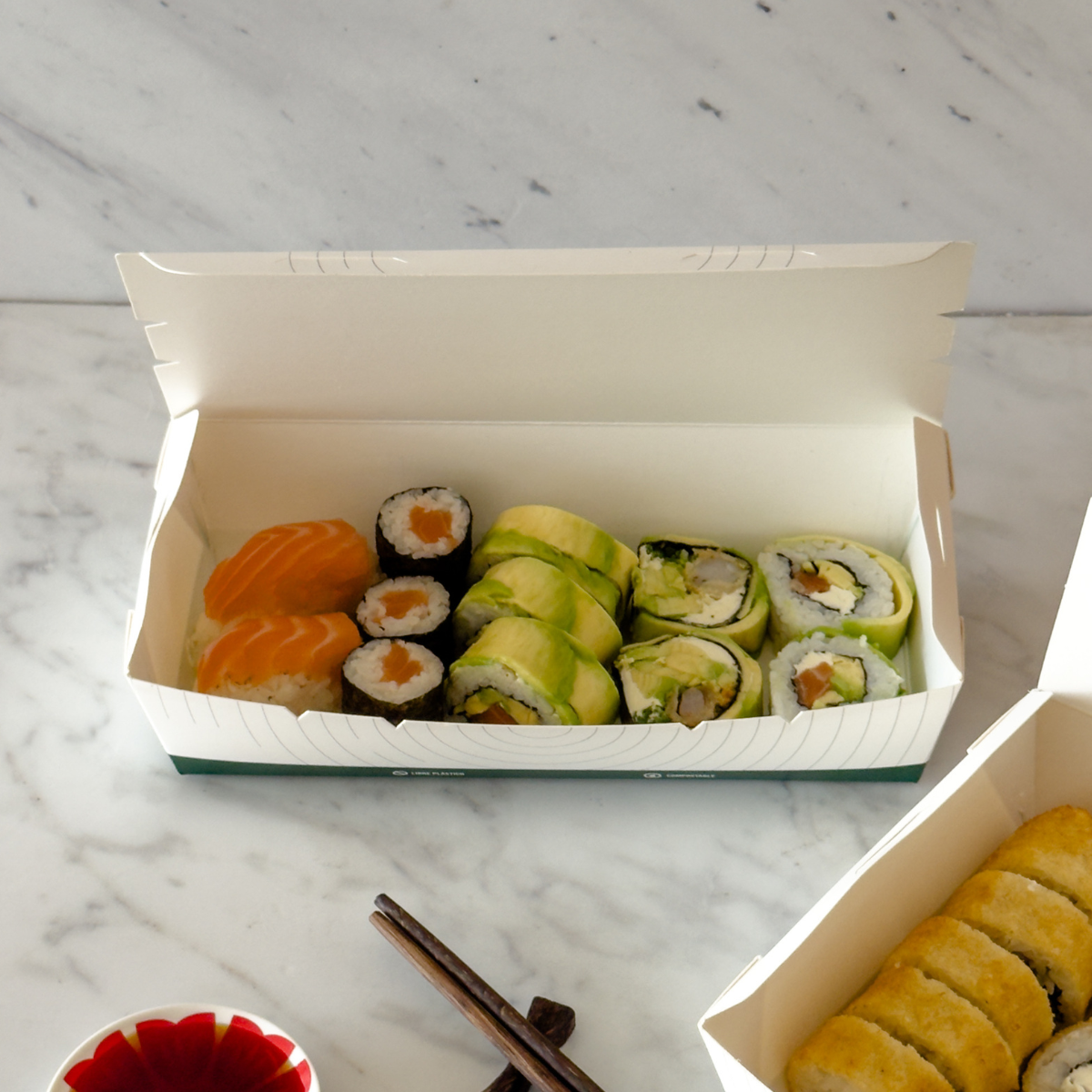 Caja Sushi Compostable - 2 Roll (21x9x5)