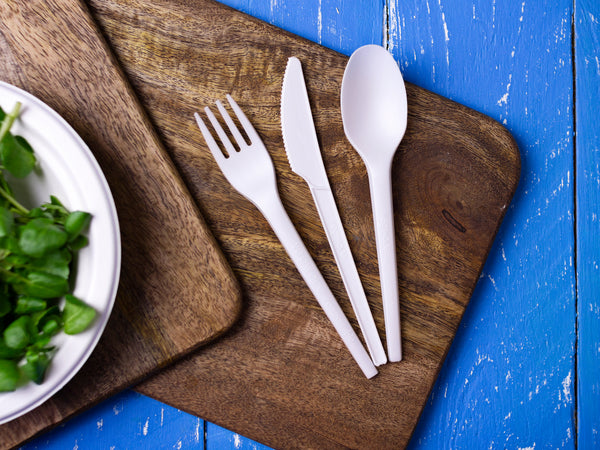 Tenedor blanco Almidón de maíz -15cm