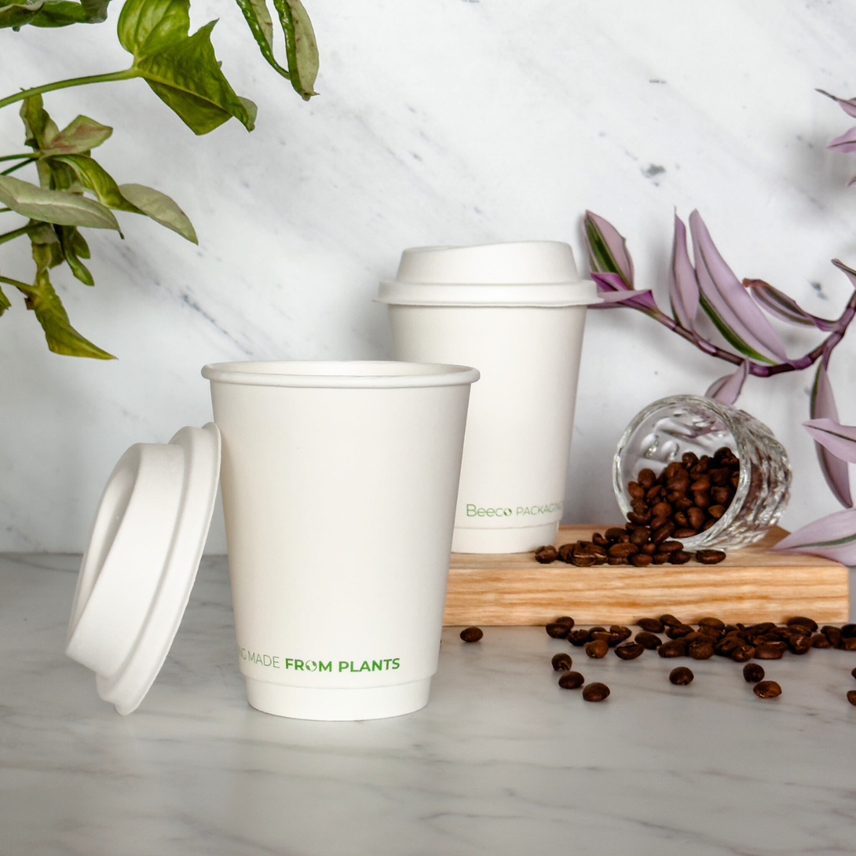 Vaso de café blanco Beeco Doble capa 12oz (360ML)