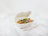 Clamshell compostable de bagasse rectangular (600ml)