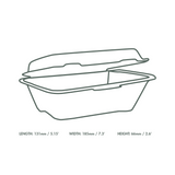 Clamshell compostable de bagasse rectangular (600ml)